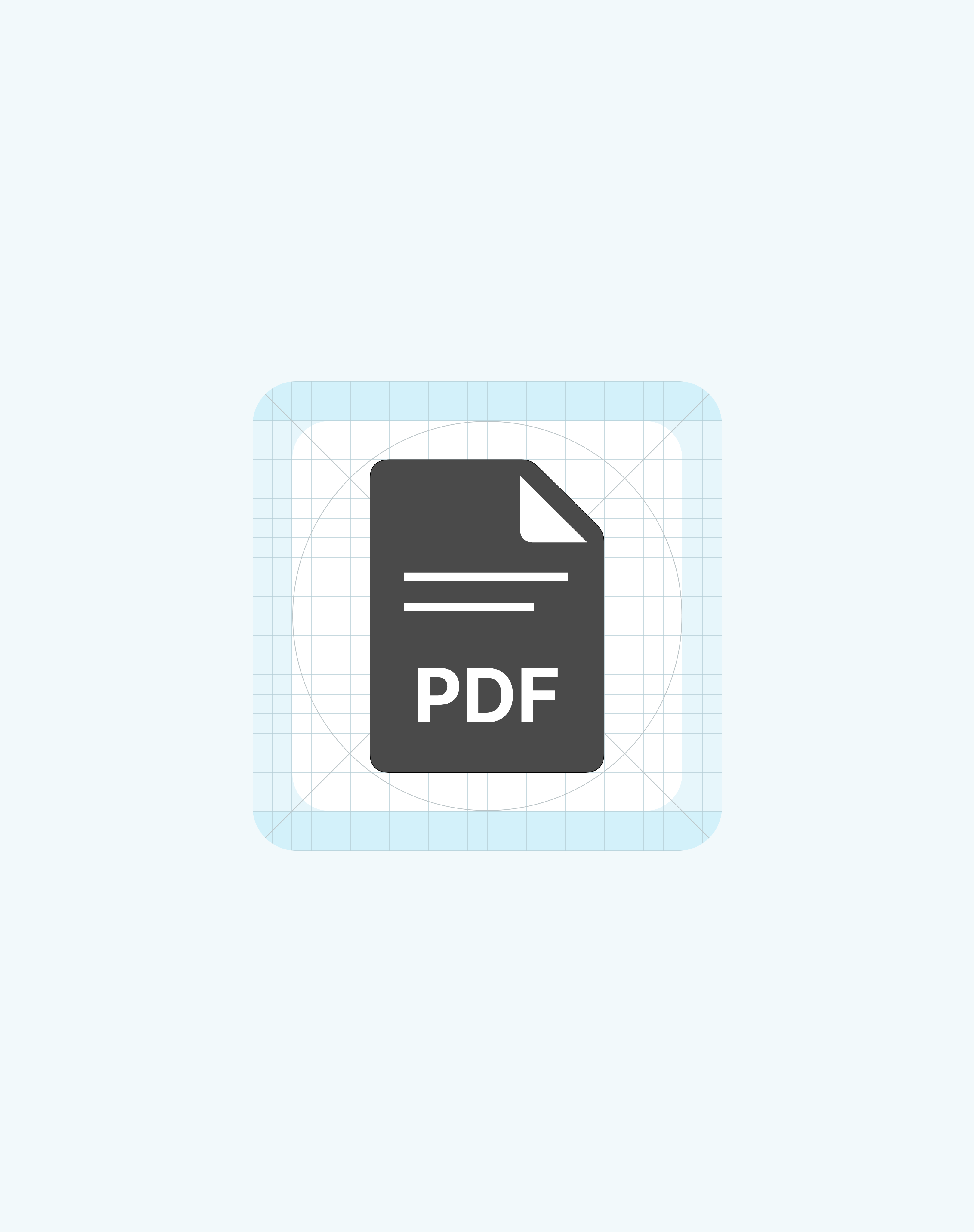 PDF document icon aligned to a construction grid
